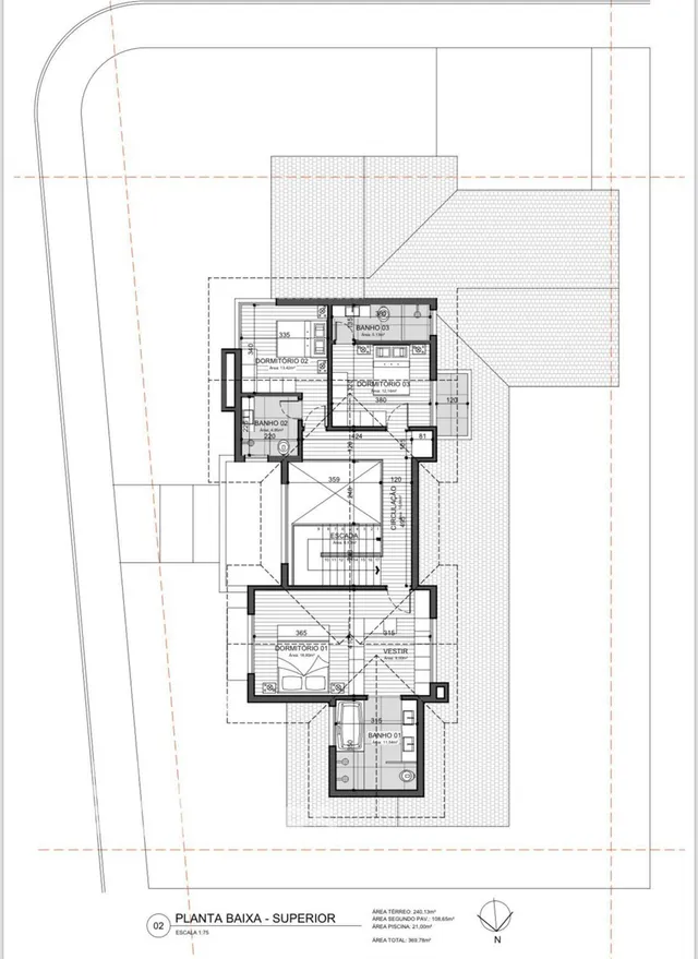 Planta baixa superior de um imóvel em Lajeado, Brasil.