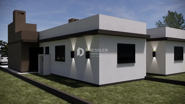 Fachada externa de uma residência moderna em Lajeado.