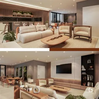 Sala de estar com sofá e mesa de centro em um apartamento.