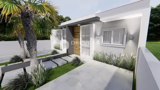 Fachada de uma casa moderna com jardim em Lajeado, Brasil.