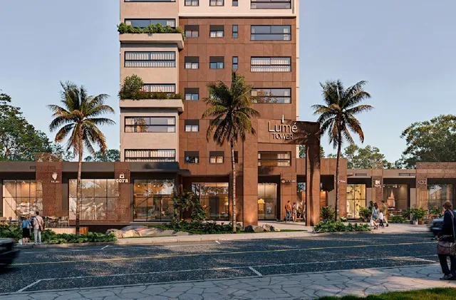 Fachada de um prédio residencial de vários andares em Lajeado, Brasil.