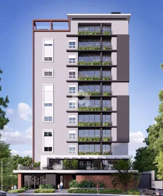 Fachada moderna de um edifício residencial em Lajeado, Brasil.