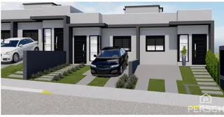 Foto da fachada de uma residência moderna em Lajeado, Brasil.