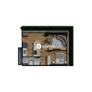 Planta baixa mostrando o layout de um imóvel em Lajeado.