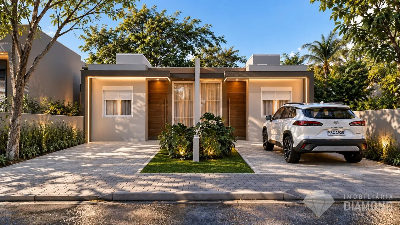Fachada moderna de uma residência em Lajeado, Brasil.
