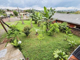 Vista do quintal com vegetação e cerca em uma propriedade no Brasil.