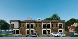 Fachada de uma residência moderna em Lajeado, Brasil.