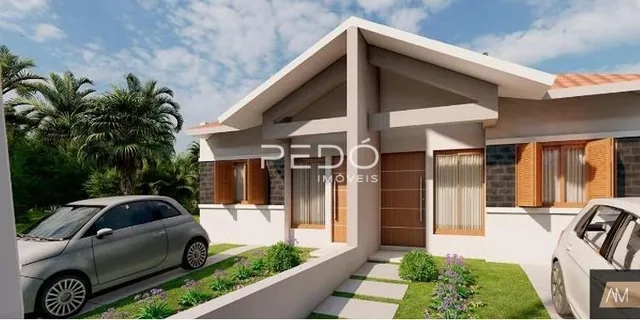 Fachada de uma casa moderna em Lajeado, Brasil.