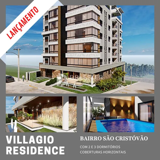 Fachada de um condomínio residencial com piscina e jardim em Lajeado, Brasil.