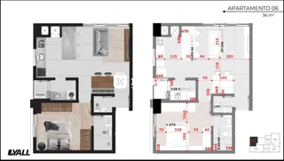 Planta baixa do apartamento 06 em Lajeado, Brasil.