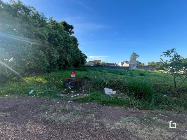 Vista externa de uma propriedade com vegetação densa e terreno aberto.