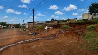 Vista da estrada de terra e da área de terraplenagem de uma propriedade em Lajeado.