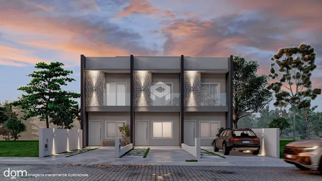 Fachada de uma residência moderna em Lajeado, Brasil.