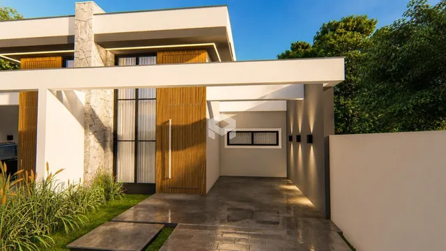 Fachada moderna de uma residência em Lajeado, Brasil.