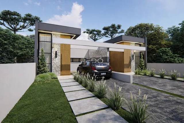 Fachada moderna de uma residência em Lajeado, Brasil.
