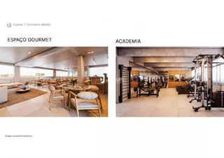 Imagem de um espaço gourmet e academia em uma propriedade no Brasil.