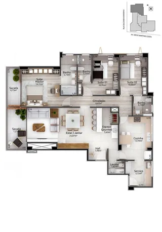 Apartamento com 3 dormitórios, foto 4