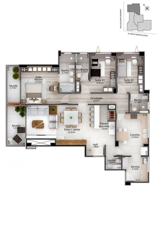 Apartamento com 3 dormitórios, foto 4