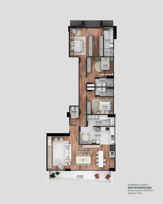 Apartamento com 3 dormitórios, foto 4