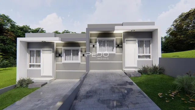 Fachada moderna de uma casa em Lajeado, Brasil.