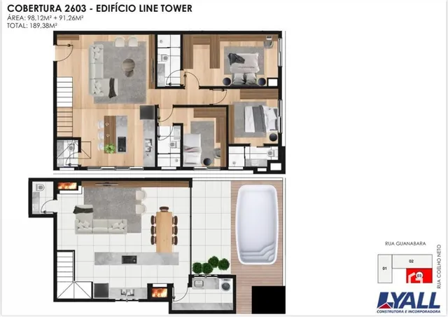 Planta baixa de um apartamento em Lajeado, Brasil.