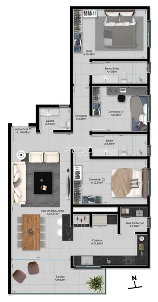 Apartamento com 3 dormitórios, foto 25