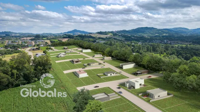 Vista aérea de um loteamento residencial em Lajeado, Brasil.