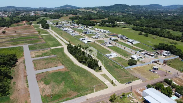 Vista aérea de um loteamento em Lajeado, Brasil.