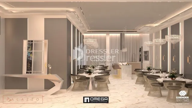 Sala de estar moderna com iluminação embutida em um imóvel.
