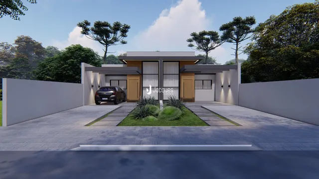 Fachada moderna de uma residência em Lajeado, Brasil.