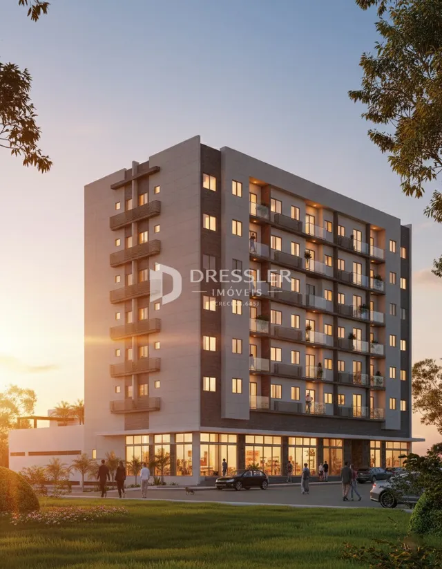 Fachada de um prédio residencial moderno em Lajeado.