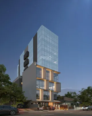 Fachada moderna de um edifício residencial em Lajeado.