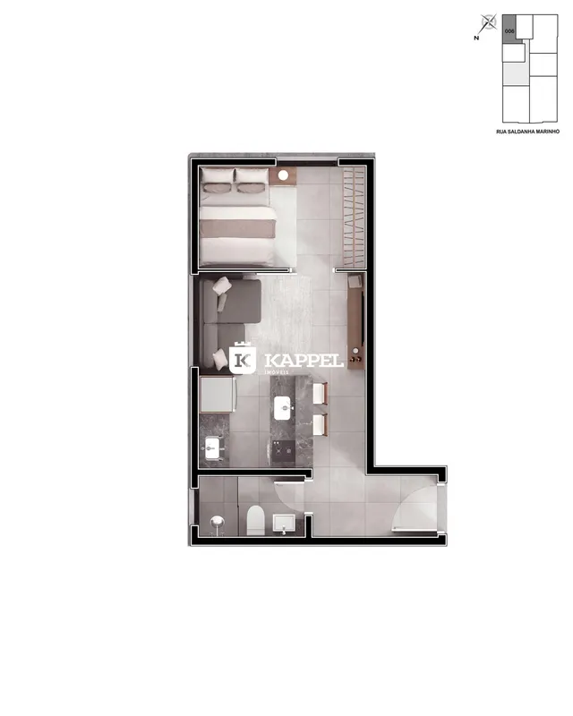 Apartamento com 1 dormitório, foto 2