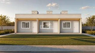 Fachada moderna de uma casa em Lajeado, Brasil, com iluminação externa.