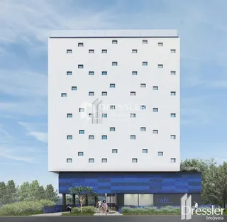 Fachada moderna de um edifício residencial em Lajeado, Brasil.
