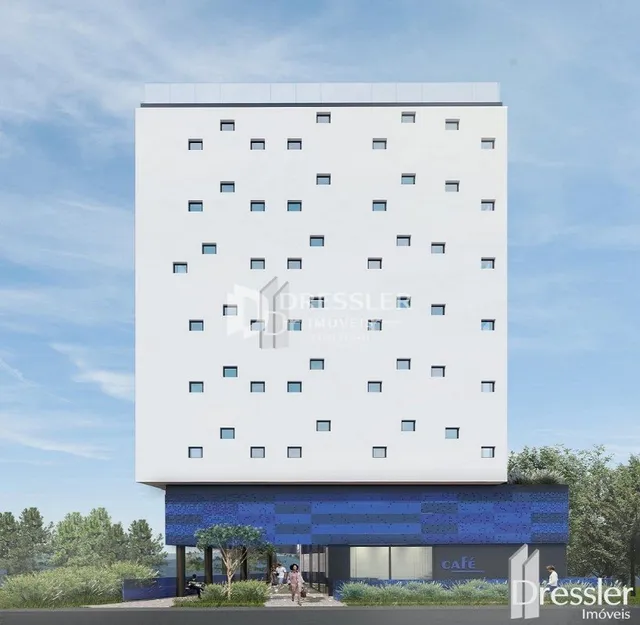 Fachada moderna de um edifício residencial em Lajeado, Brasil.