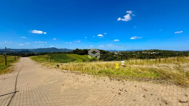 Paisagem de campo com estrada e vegetação seca em Lajeado, Brasil.
