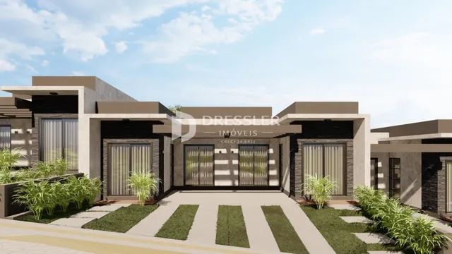 Renderização da fachada de uma residência em Lajeado, Brasil.