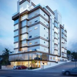 Fachada moderna de um prédio residencial em Lajeado, Brasil.
