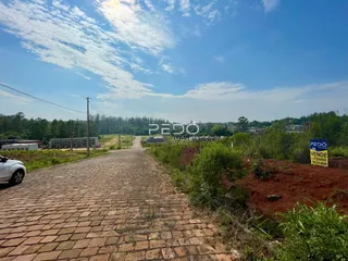 Vista de uma estrada pavimentada que se estende por uma área verde.