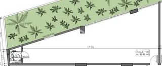 Planta baixa de uma residência com dimensões e cômodos.