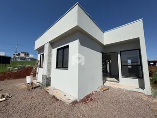 Fachada externa de uma casa em construção em Lajeado, Brasil.