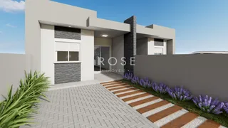 Fachada moderna de uma residência em Lajeado com jardim e calçada.