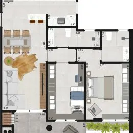 Planta baixa que mostra a disposição dos cômodos de um imóvel.