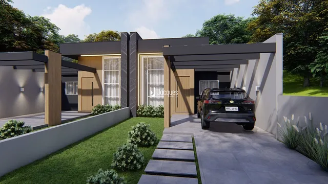 Fachada moderna de uma residência em Lajeado, Brasil.