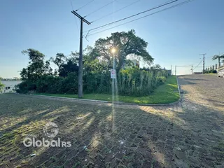 Vista externa de um terreno com vegetação e poste de luz em Lajeado, Brasil.