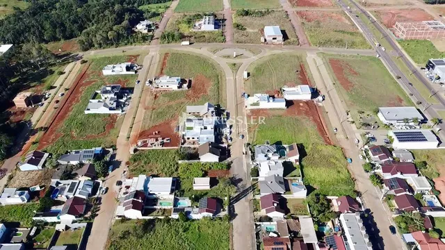 Vista aérea de um loteamento em Lajeado, Brasil.