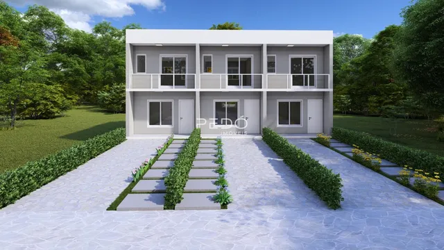 A fachada de uma casa moderna em Lajeado, Brasil.