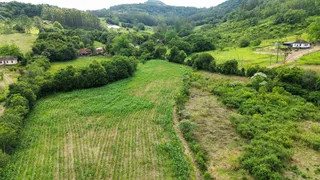 Vista panorâmica de colinas verdes e vegetação exuberante em Lajeado.