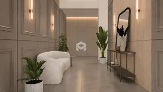 Hall de entrada moderno com decoração de plantas.